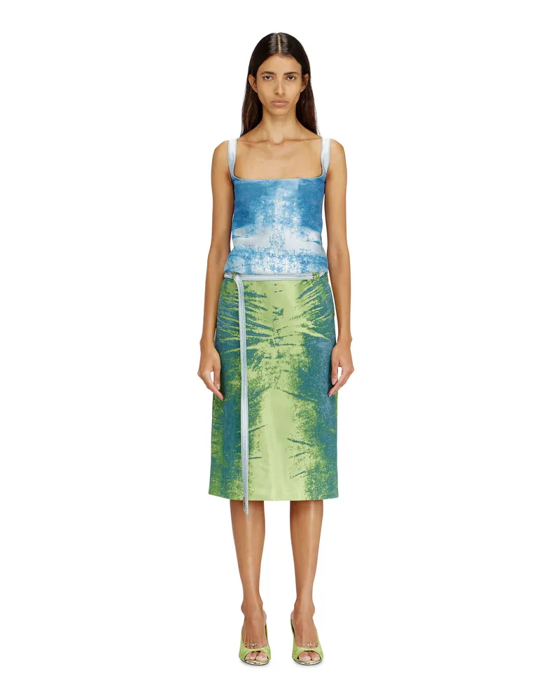 Diesel Schürzenkleid mit offenem Rücken aus farbigem Satindenim - Kleider - Damen - Bunt Bunt