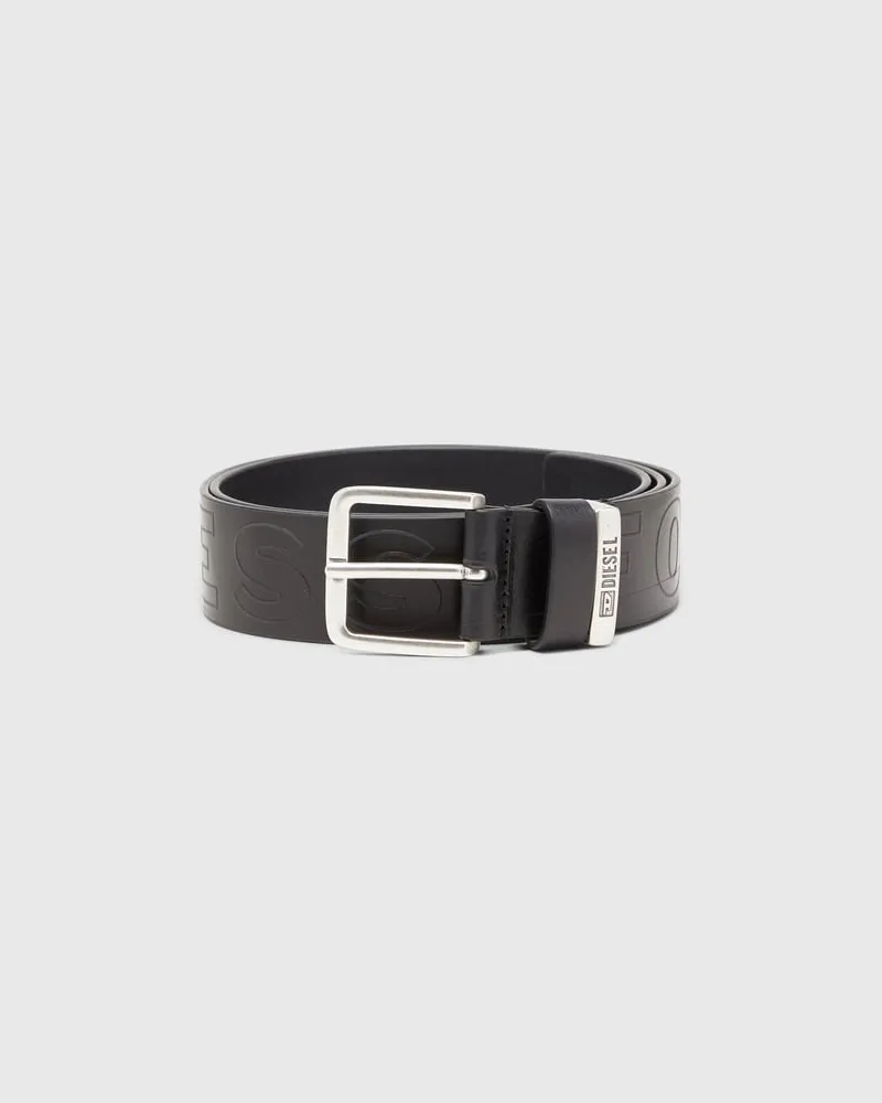 Diesel 4 cm Ledergürtel mit geprägtem Schriftzug - Gürtel - Herren - Schwarz Schwarz