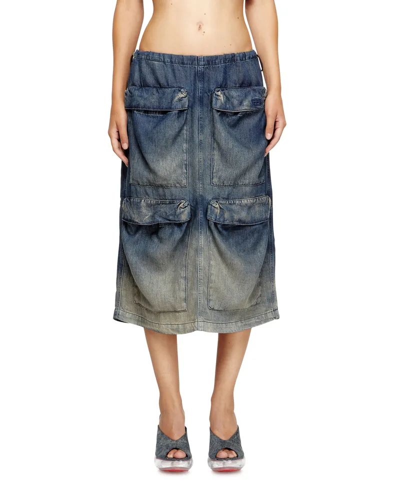 Diesel Midi-Rock aus fließendem Farbverlauf-Denim - Röcke - Damen - Blau Blau