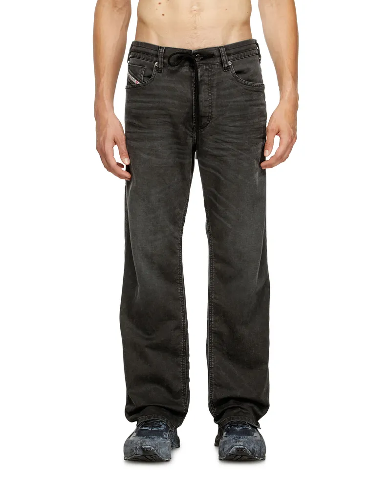 Diesel Relaxed Regular Waist 2080 D-Reel Joggjeans, Schwarz/Dunkelgrau, Reißverschluss Schwarz