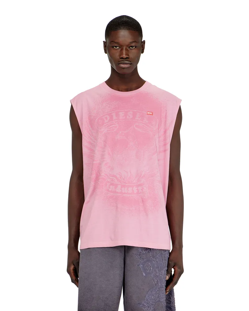 Diesel Ärmelloses Top aus Baumwolle mit tonaler Grafik - T-Shirts - Herren - Rosa Rosa