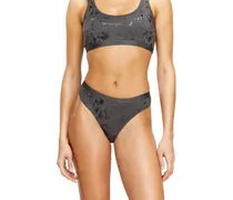 String-Tanga aus Stretch-Baumwolle mit Metallic-Effekt - Strings - Damen - Grau