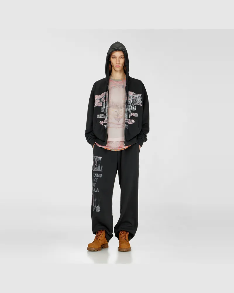 Diesel Kapuzensweatjacke mit Konzertgrafiken und Reißverschluss - Sweatshirts - Herren - Schwarz Schwarz