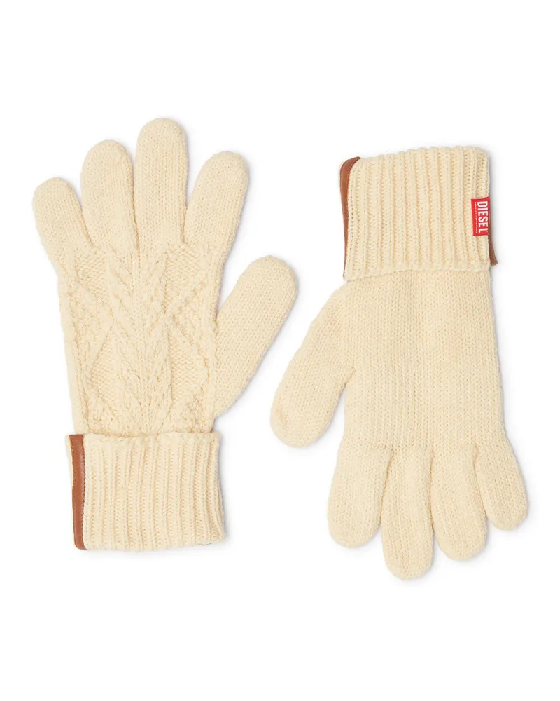 Diesel Strickhandschuhe aus Wolle und Baumwolle - Handschuhe - Unisex - Beige Beige