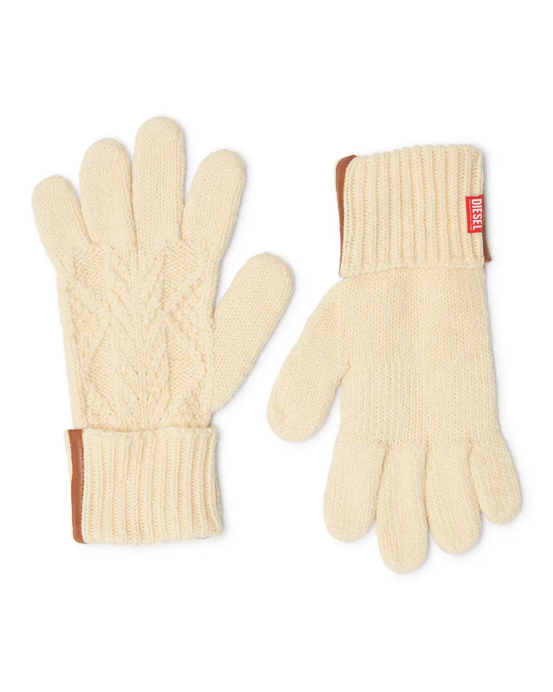 Diesel Strickhandschuhe aus Wolle und Baumwolle - Handschuhe - Unisex - Beige Beige