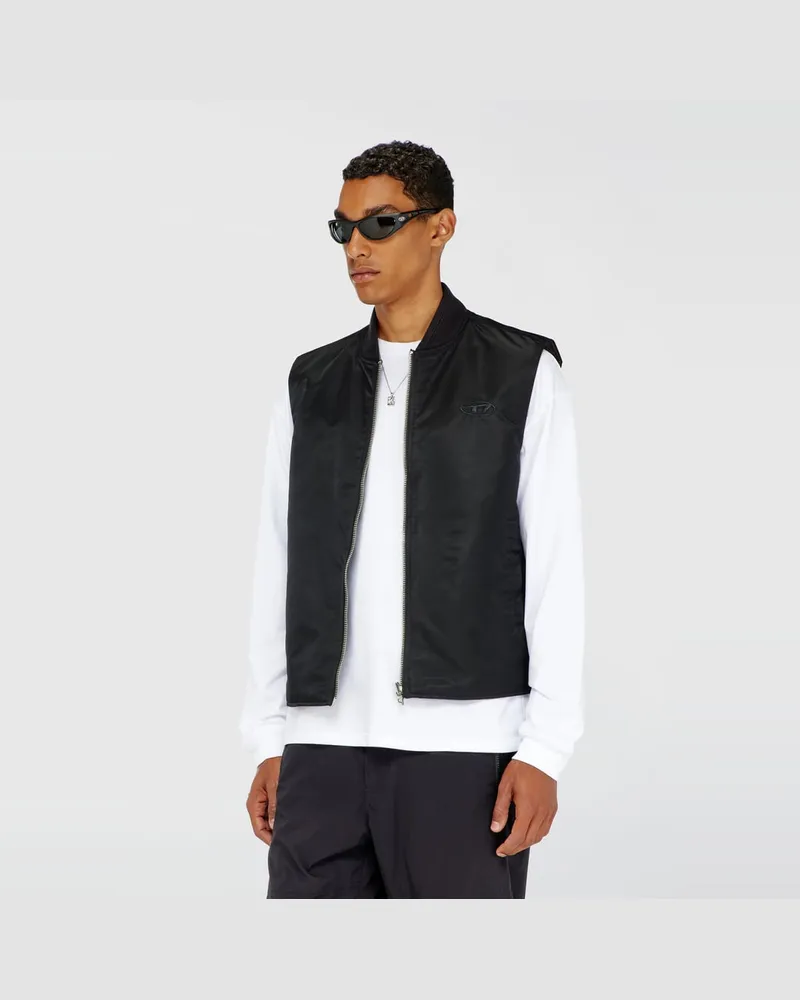 Diesel Gepolsterte Satinweste mit Oval-D-Stickerei - Winterjacken - Herren - Schwarz Schwarz