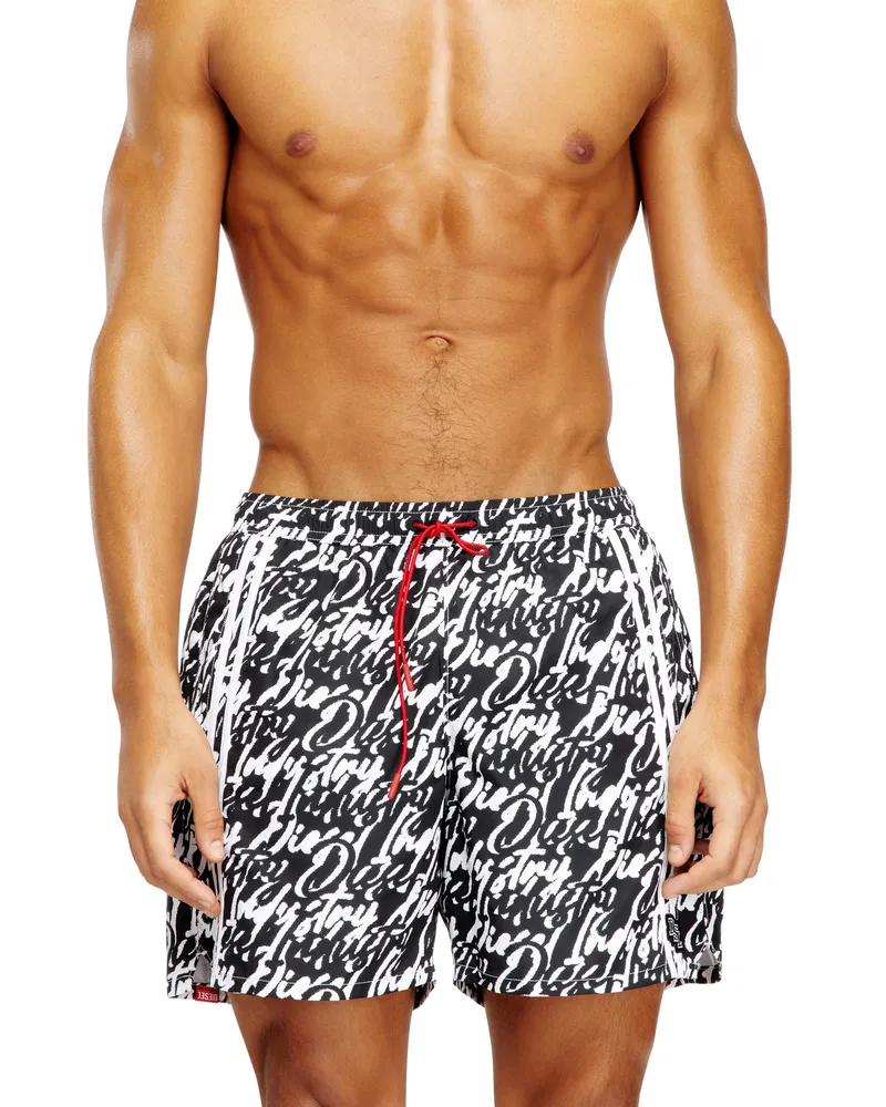 Diesel Badeshorts mit Allover-Logoprint - Badeshorts - Herren - Schwarz Schwarz