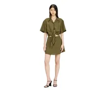Mini-Kleid aus Leinenmischung mit Taillenknoten - Kleider - Damen - Grün