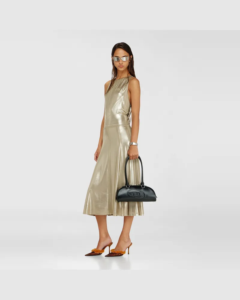 Diesel Fließendes Metallic-Midikleid mit offenem Rücken - Kleider - Damen - Gold Gold