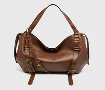 D-One-Large Henkeltasche aus behandeltem Leder - Handtaschen - Unisex - Braun