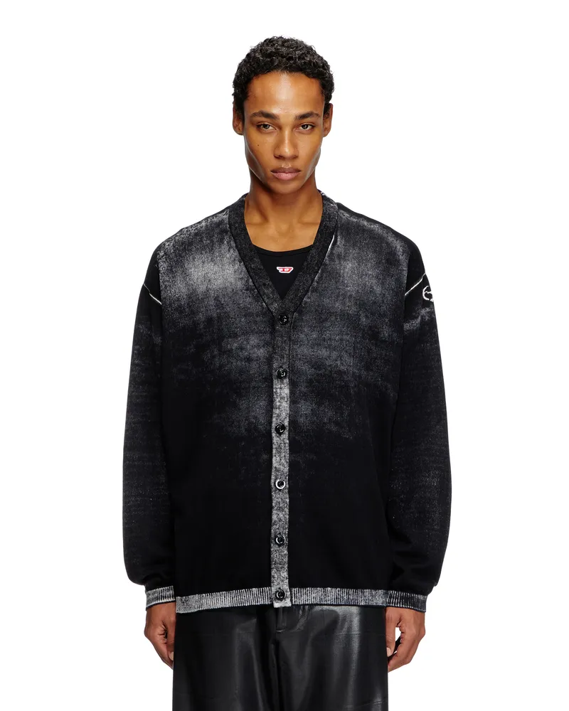 Diesel Cardigan aus Baumwolle mit Innen-Print - Strickwaren - Schwarz