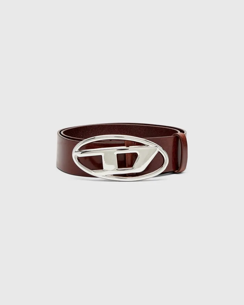 Diesel 3.9cm Gürtel mit glänzender Oval D-Schnalle - Gürtel - Damen - Braun Braun