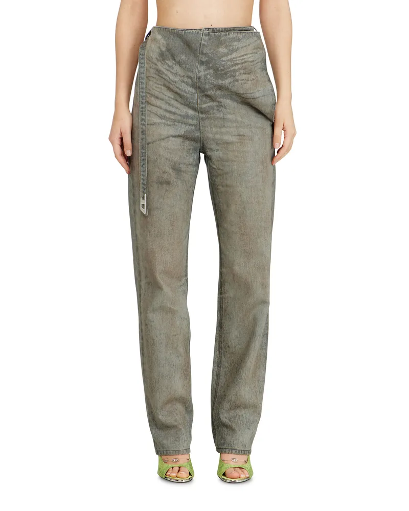 Diesel Slim Jeans High Waist D-THALIRA,, Reißverschluss Grau