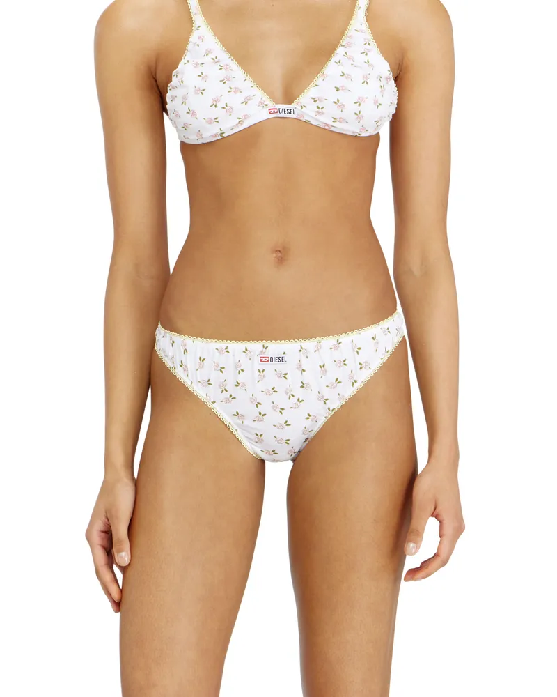 Diesel String in Baumwolle mit all-over Blumenmuster - Strings - Damen - Weiss Weiss
