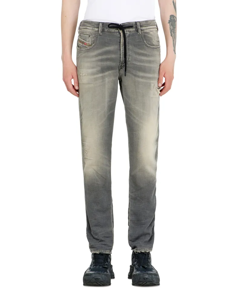 Diesel Slim Regular Waist 2062 D-Strukt Joggjeans, Hellgrau, Reißverschluss Grau