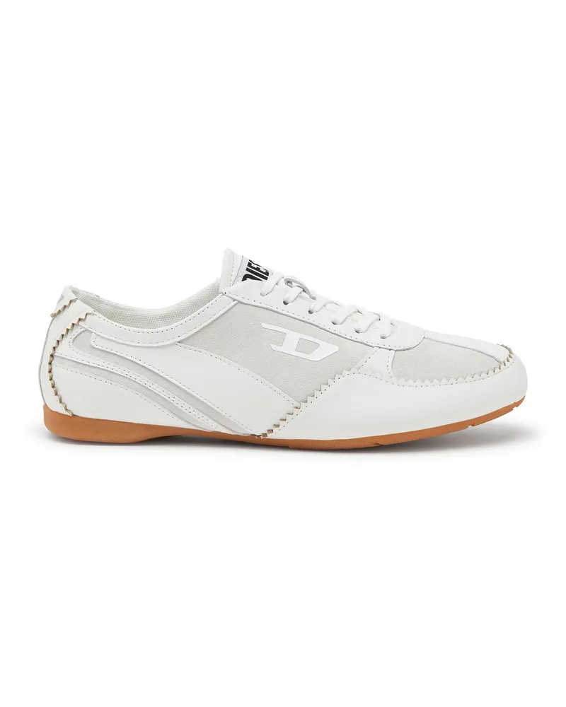 Diesel D-Mile-Flat-Sneaker aus Leder und Veloursleder - Sneakers - Damen - Weiss Weiss