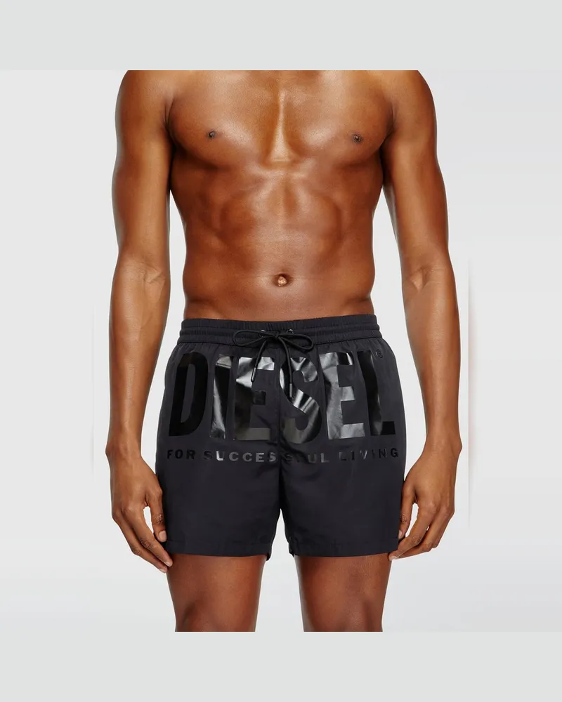 Diesel Mittellange Badeshorts mit Maxi-Logo - Badeshorts - Herren - Schwarz Schwarz