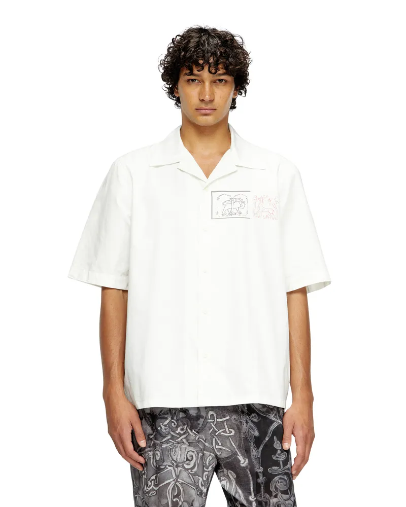 Diesel Hemd mit Schwert-Print - Hemden - Herren - Weiss Weiss