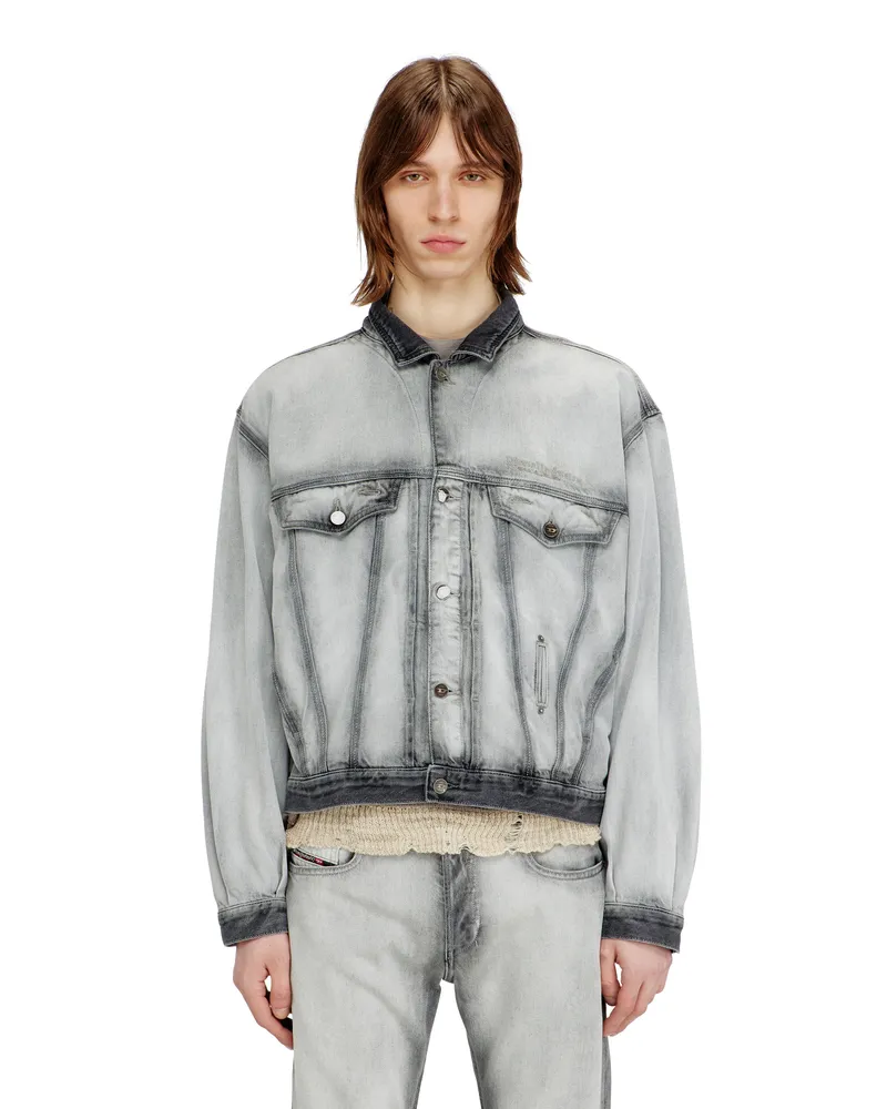 Diesel Trucker-Jacke aus Soft-Skeleton-Denim - Denim jacken - Unisex - Grau Grau