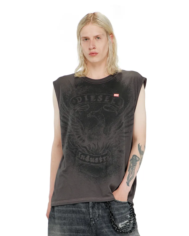 Diesel Ärmelloses Top aus Baumwolle mit tonaler Grafik - T-Shirts - Herren - Grau Grau