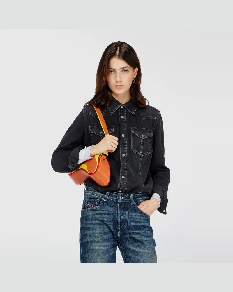 Diesel Western-Hemd aus behandeltem Denim - Denimhemden - Damen - Schwarz Schwarz