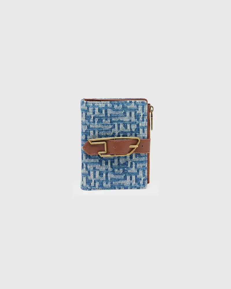Diesel Kartenetui aus monogram denim mit Gürtel-Detail - Kleine Portemonnaies - Damen - Blau Blau