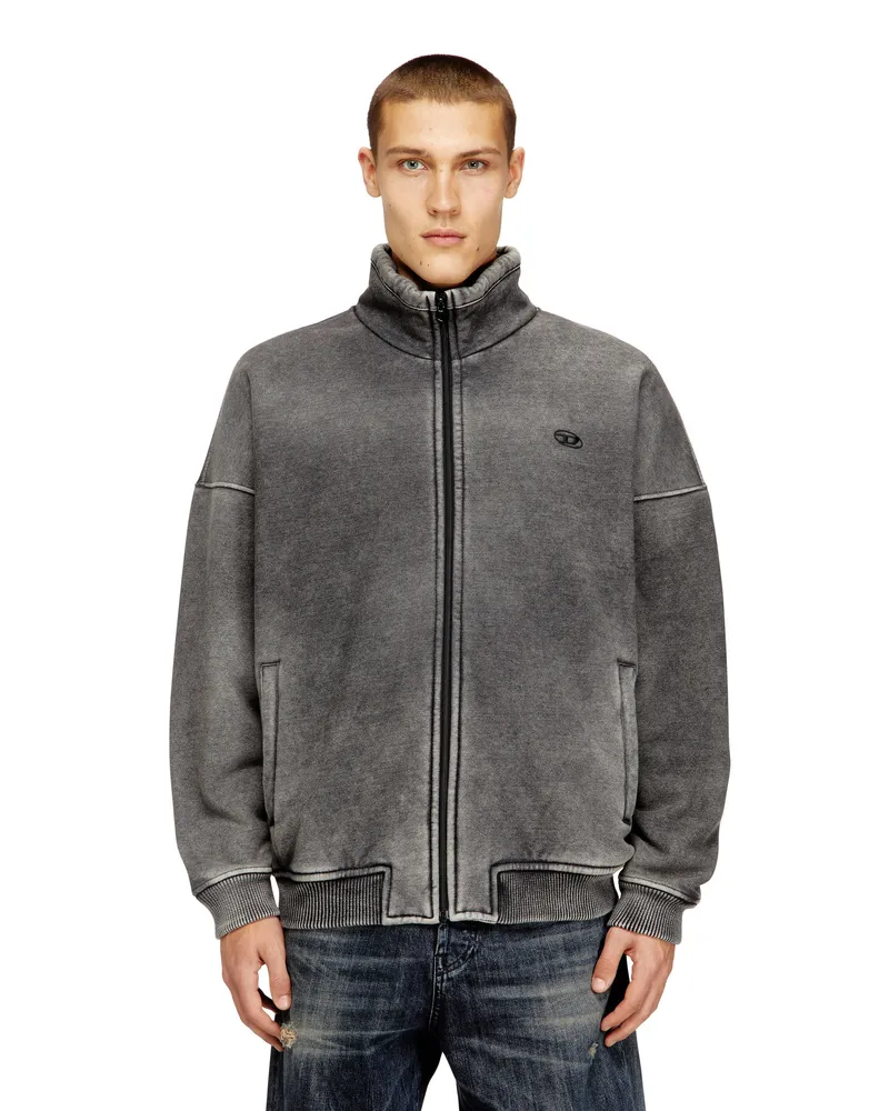 Diesel Teddygefütterte Reißverschlussjacke mit Denim-Effekt - Jacken - Herren - Grau Grau