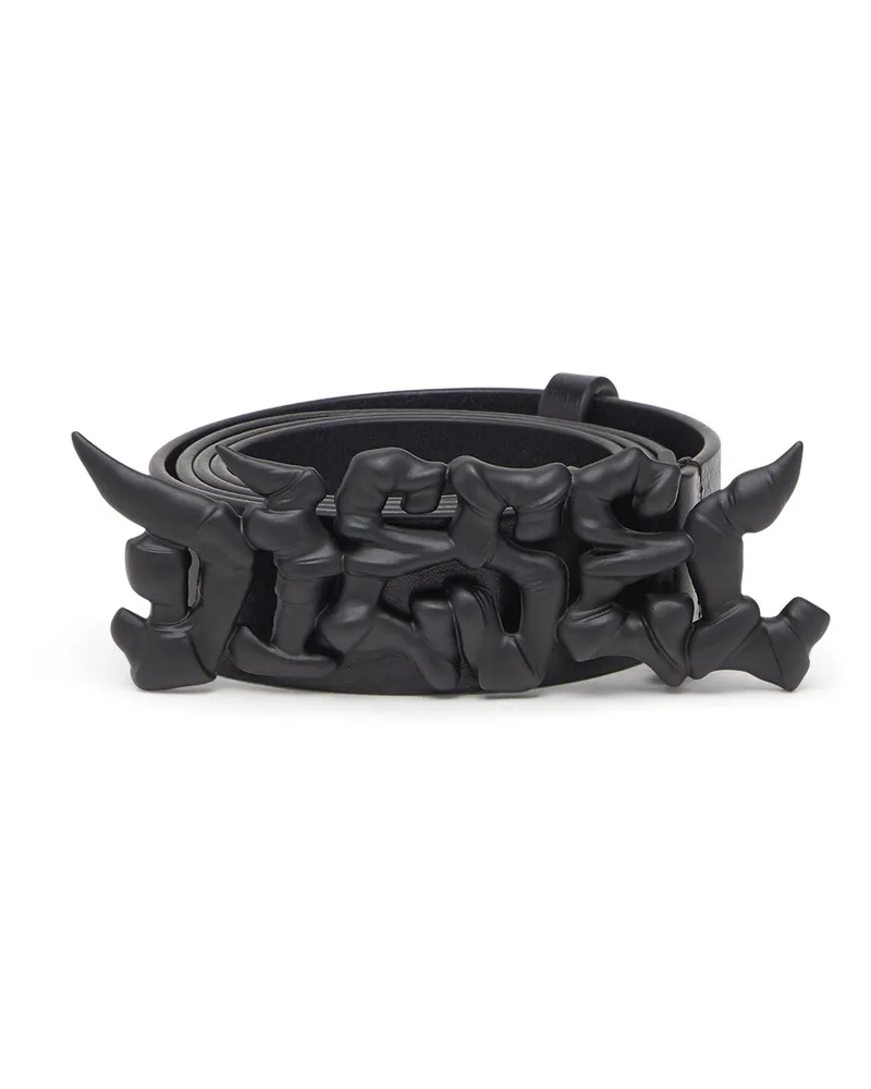 Diesel 3.5 cm breiter Gürtel aus Leder mit Graffiti-Schnalle - Gürtel - Unisex - Schwarz Schwarz