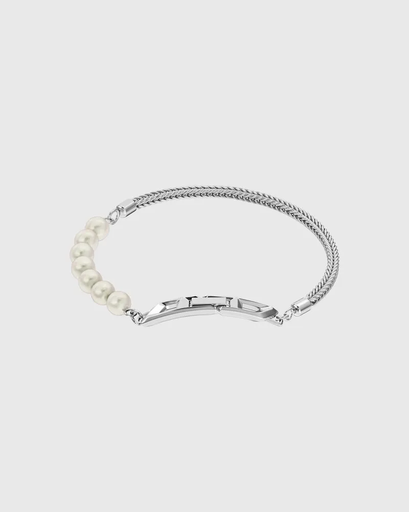 Diesel Armband aus Sterlingsilberkette und Perle - Armbänder - Unisex - Silber Silber