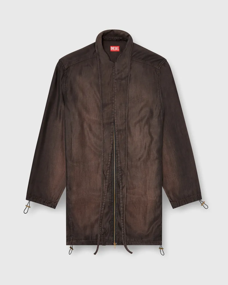 Diesel Leichte Jacke aus fließendem beschichtetem Denim - Denim jacken - Damen - Braun Braun