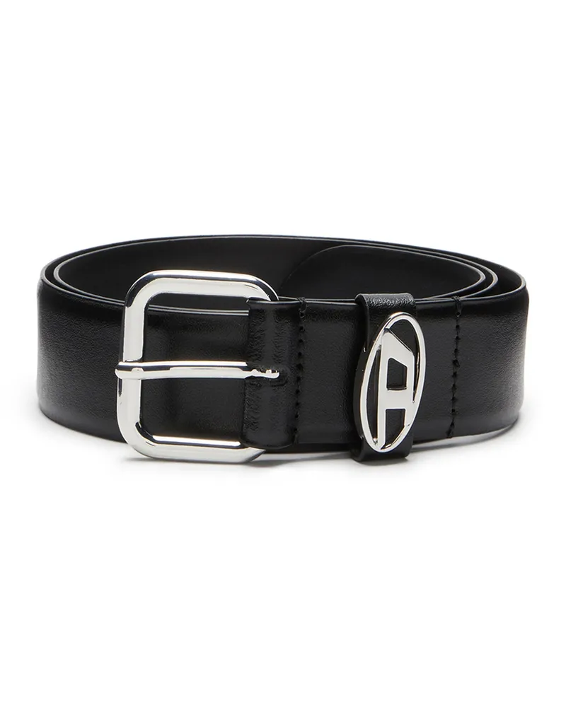 Diesel 3.9cm Gürtel aus Leder mit Logo-Plakette - Gürtel - Unisex - Schwarz Schwarz