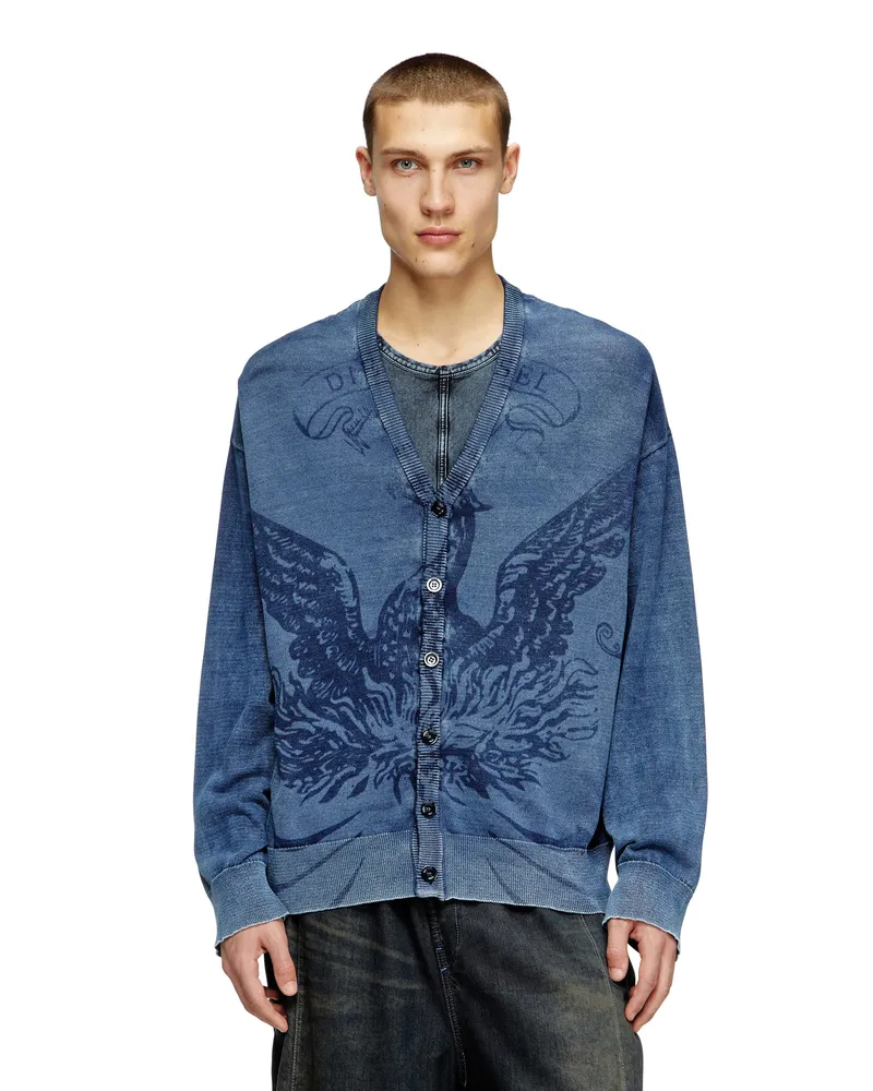 Diesel Indigo-Cardigan mit Phoenix-Logo - Strickwaren - Herren - Blau Blau
