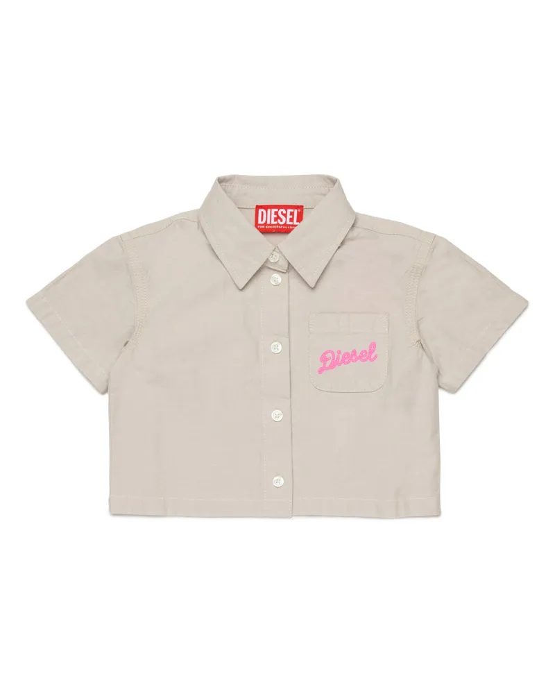 Diesel Kurzarmhemd mit Logotasche - Hemden - Damen - Weiss Weiss