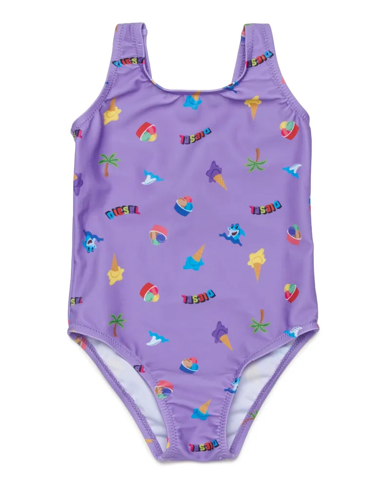 Diesel Badeanzug mit durchgehendem Eiscreme-Print - Beachwear - Damen - Violett Violett