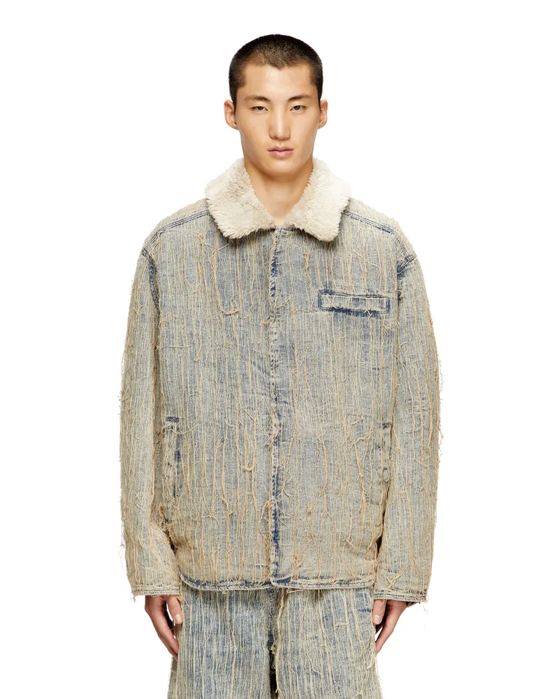 Diesel Jacke aus Jacquard-Denim mit schwebenden Fäden - Denim jacken - Herren - Blau Blau