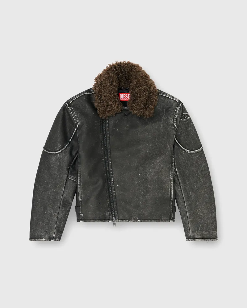 Diesel Biker jacket mit abnehmbarem Kragen - Jacken - Herren - Grau Grau