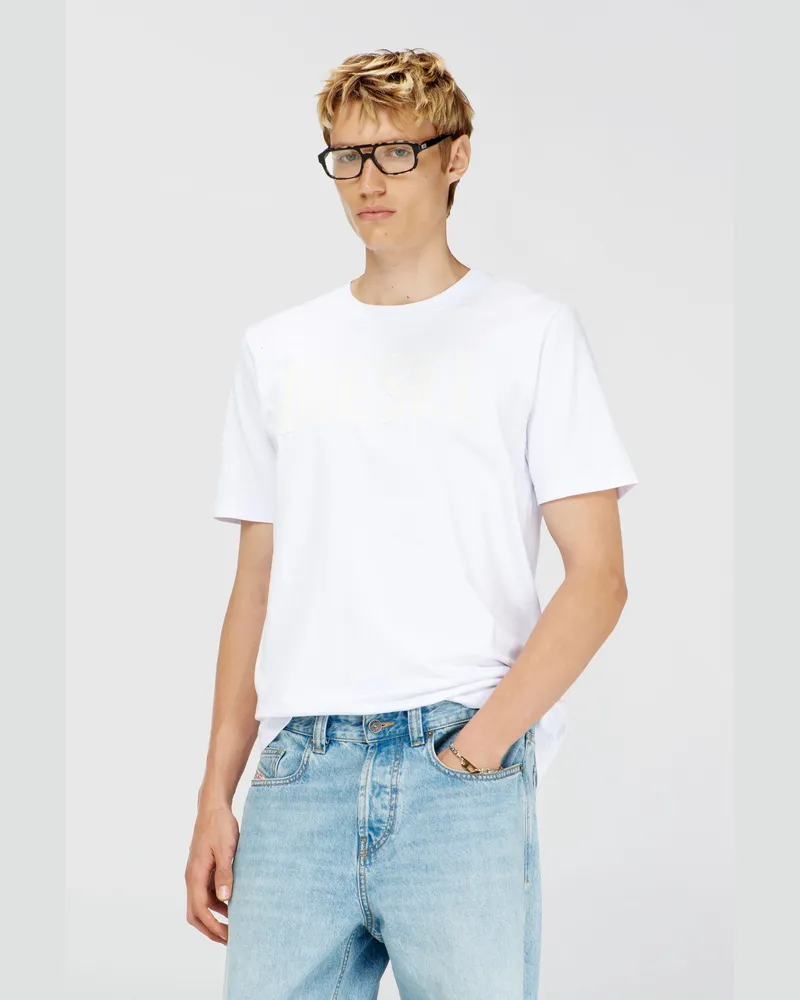 Diesel T-Shirt aus Baumwolle mit tonalem Diesel-Logoprint - T-Shirts - Herren - Weiss Weiss