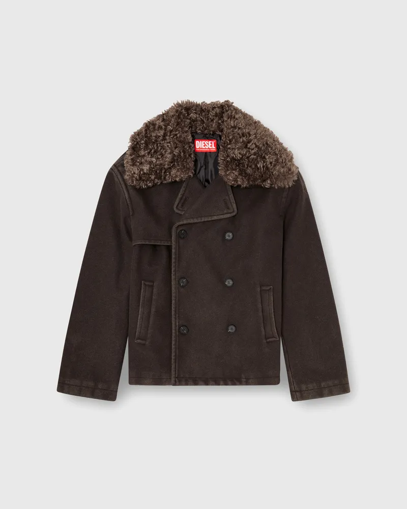 Diesel Wollmischung-Caban mit abnehmbarem Kragen - Winterjacken - Herren - Braun Braun