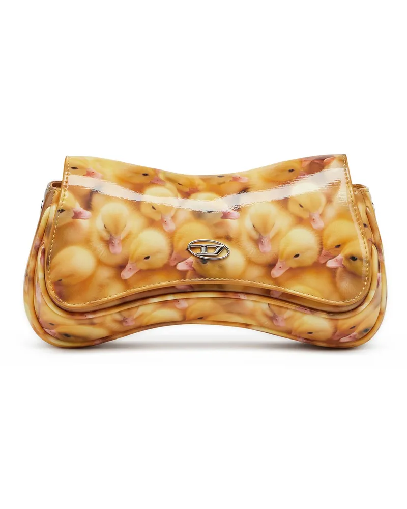 Diesel Play-Glänzende Clutch mit Print - Abendtaschen - Damen - Gelb Gelb