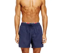 Mittellange Badeshorts mit Logo-Print - Badeshorts - Herren - Blau