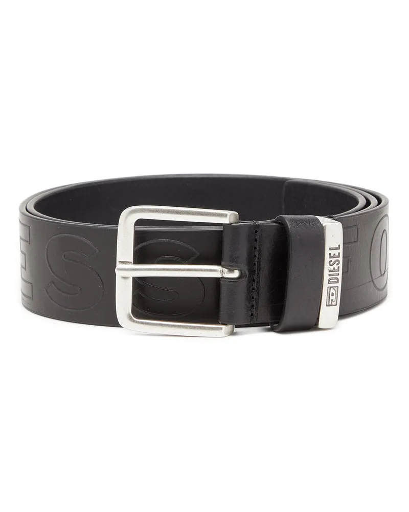Diesel 4 cm Ledergürtel mit geprägtem Schriftzug - Gürtel - Herren - Schwarz Schwarz