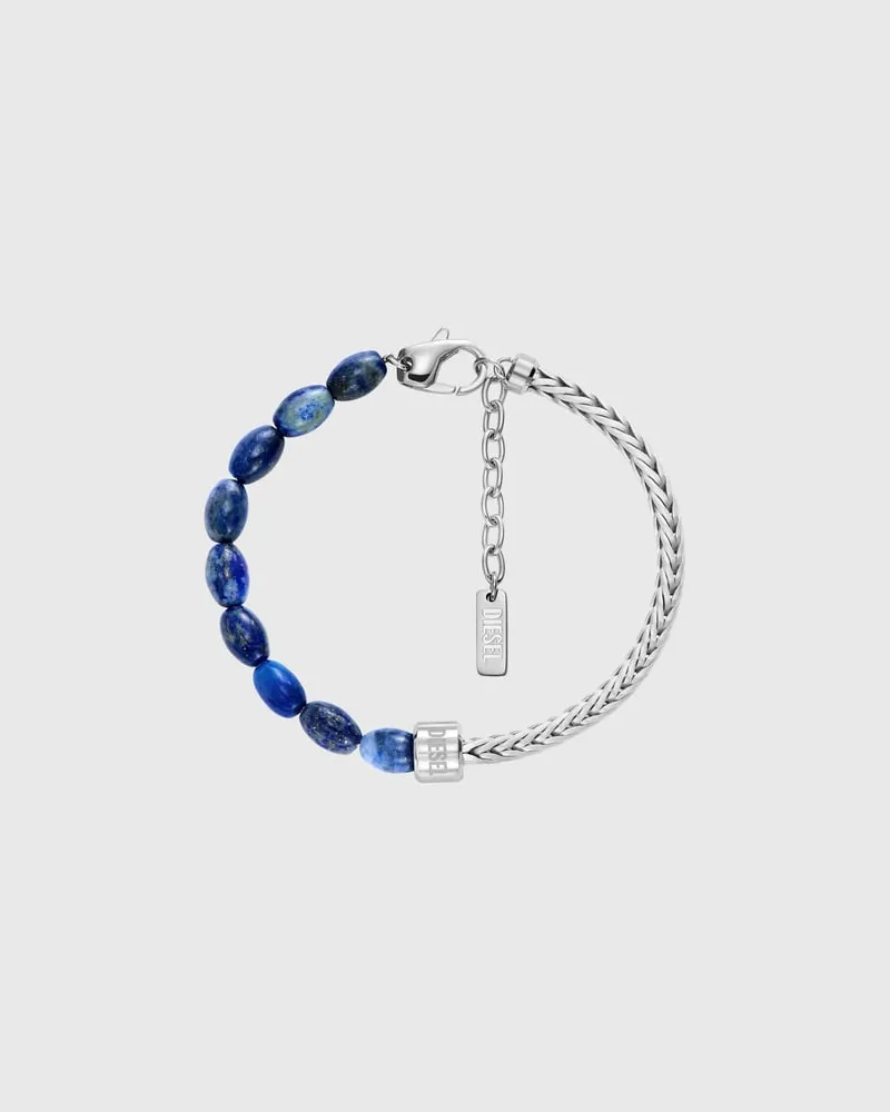 Diesel Armband mit Lapislazuli-Perlen - Armbänder - Unisex - Silber Silber