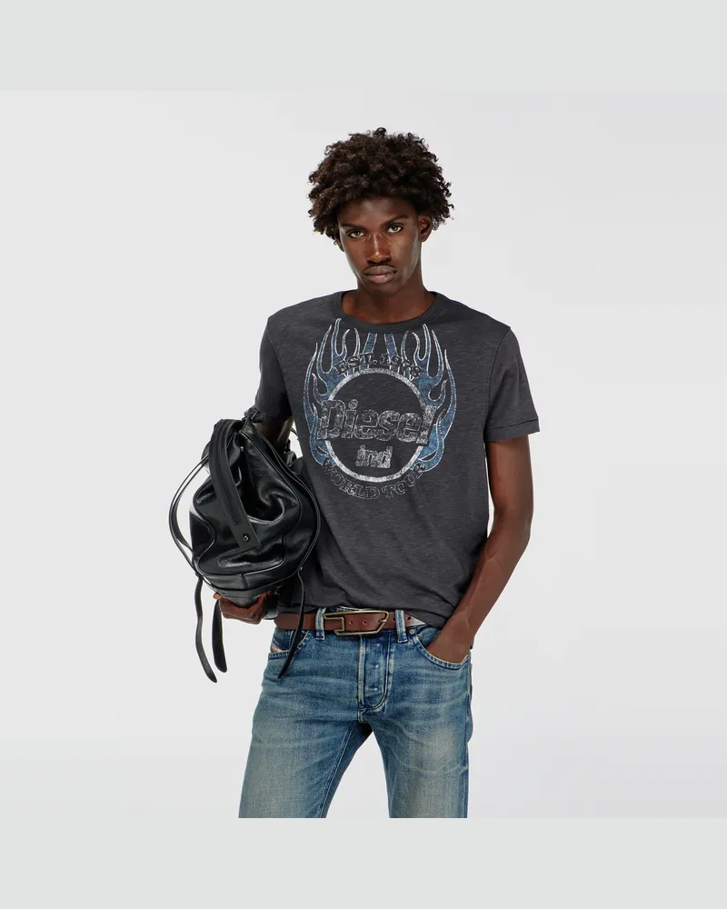 Diesel T-Shirt aus Slub-Jersey mit Crack-Print - T-Shirts - Herren 