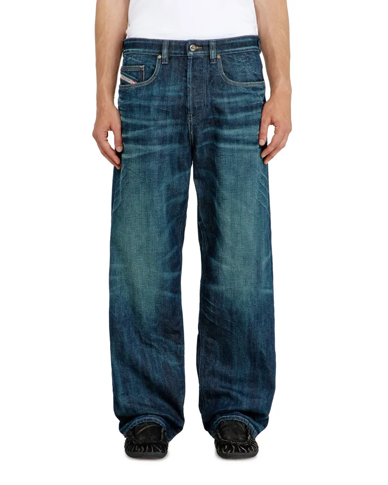 Diesel Relaxed Jeans Low Waist 2001 D-Macro,, Knopfverschluss Blau