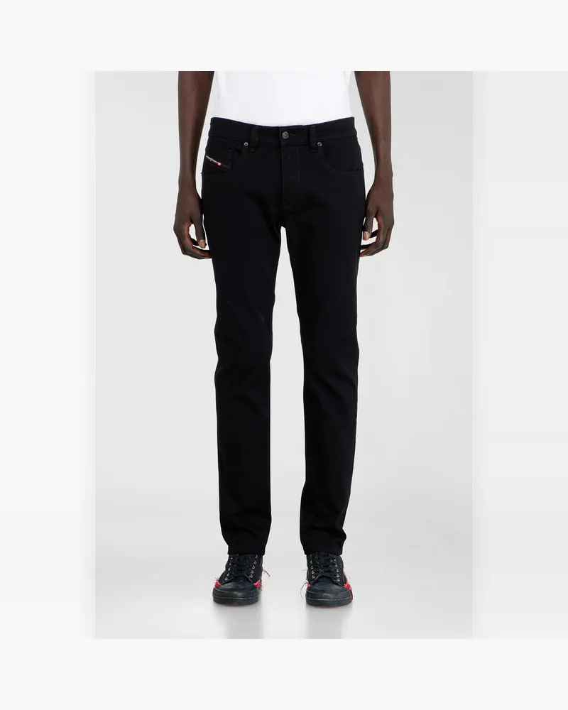 Diesel Slim Jeans Regular Waist 2019 D-Strukt, Schwarz/Dunkelgrau, Reißverschluss Schwarz