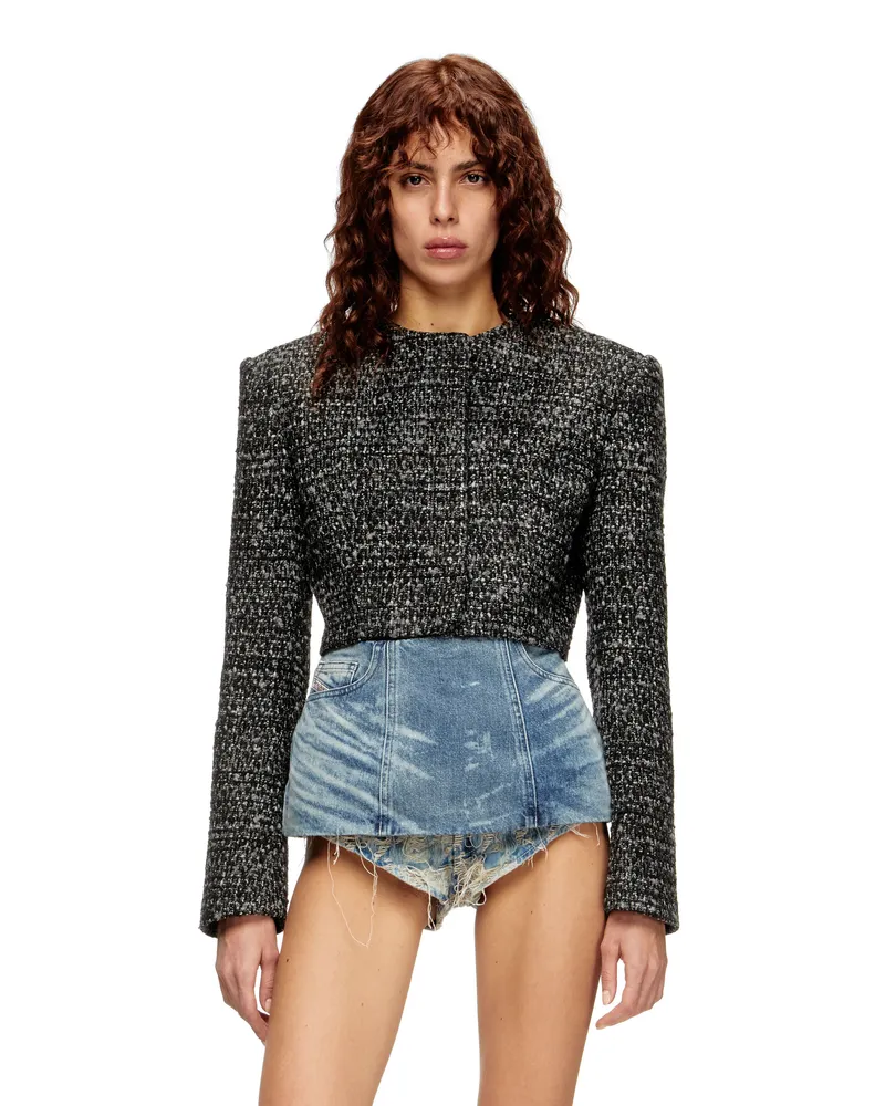 Diesel Verkürzte Jacke aus Bouclé-Stoff - Jacken - Damen - Schwarz Schwarz