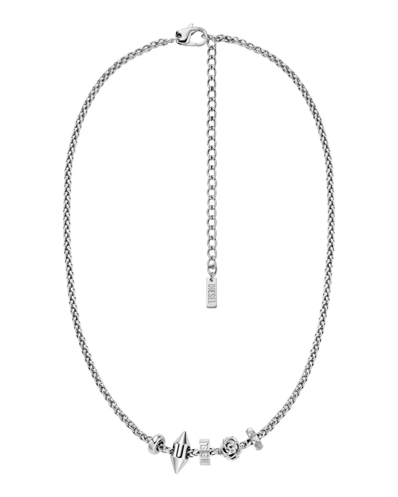 Diesel Halskette mit Anhänger aus Edelstahl - Halsketten - Unisex - Silber Silber