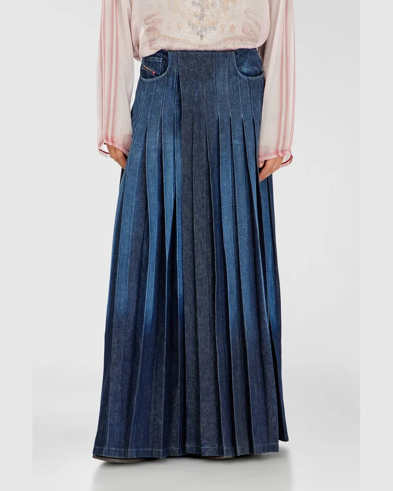 Diesel Langer Wickelrock aus plissiertem Denim - Denim Kurze Hose - Unisex 