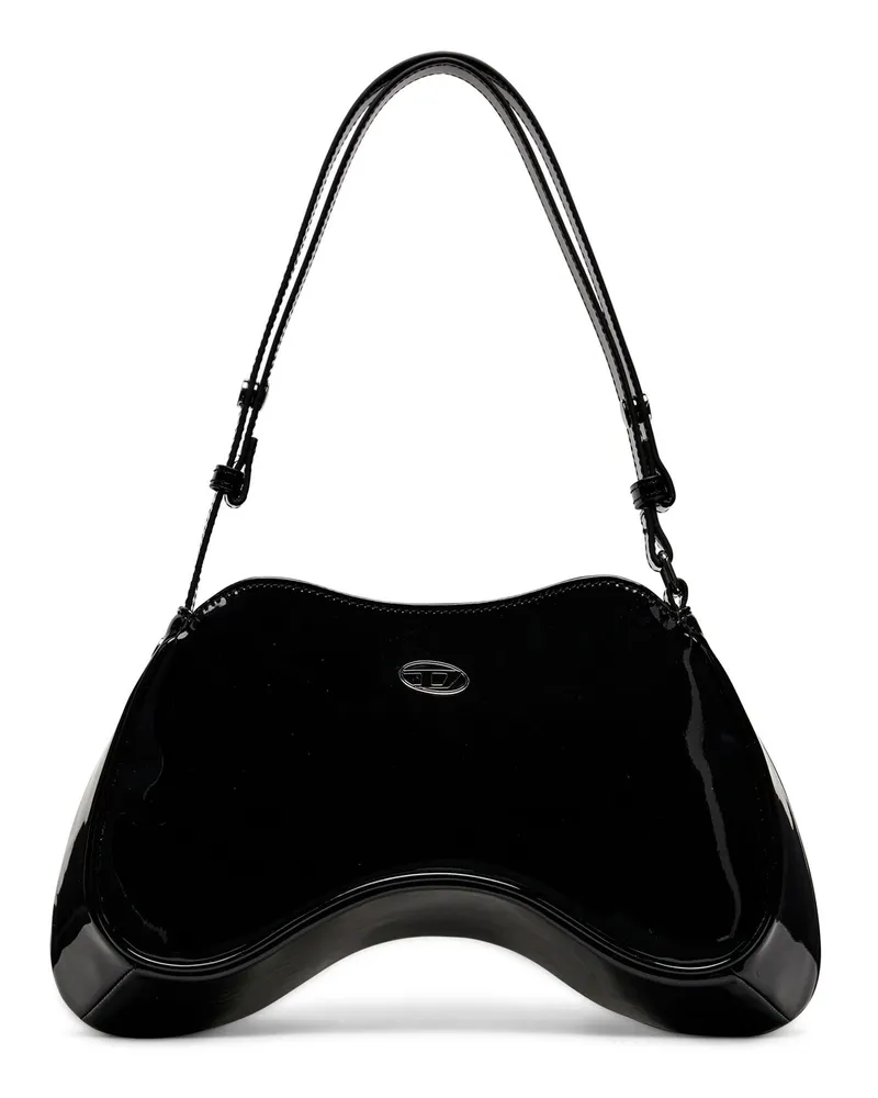 Diesel Play-Glänzende Schultertasche - Schultertaschen - Damen - Schwarz Schwarz