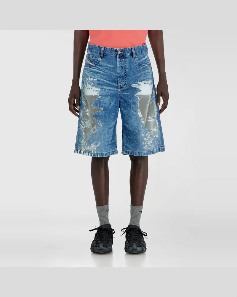Diesel Shorts aus devoré-denim - Denim Kurze Hose - Unisex - Blau Blau